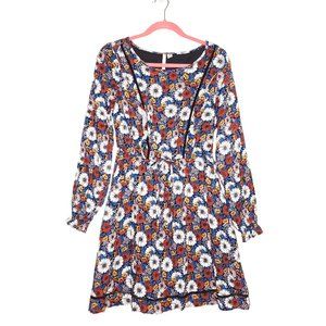 LC Lauren Conrad Blue and White Sundress with Bishop Sleeves